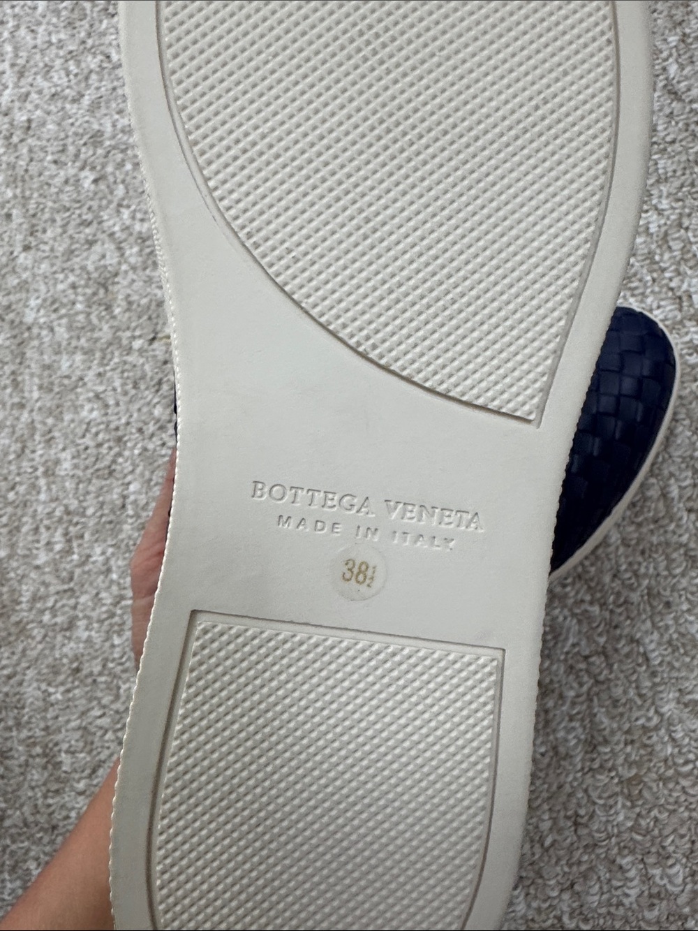 Bottega Veneta Navy Intrecciato Slip-On Sneakers with Cream Sole - Picture 5 of 5
